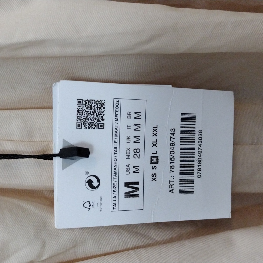 Zara Dress Size M Maxi Halter Dress Cotton- Cream Tan NWT - Picture 9 of 13